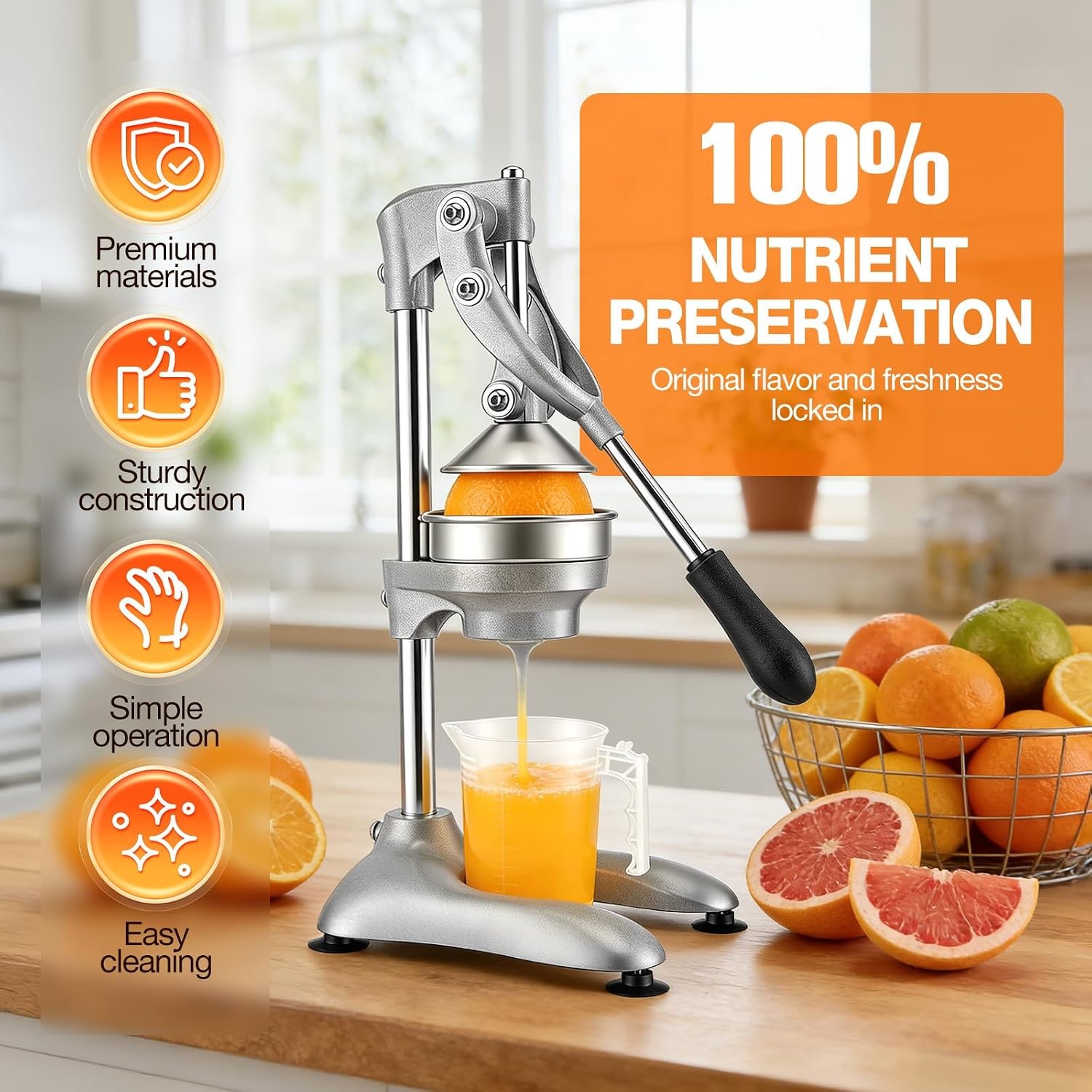 Normodic 304 Stainless Steel Manual Citrus Press — image 2